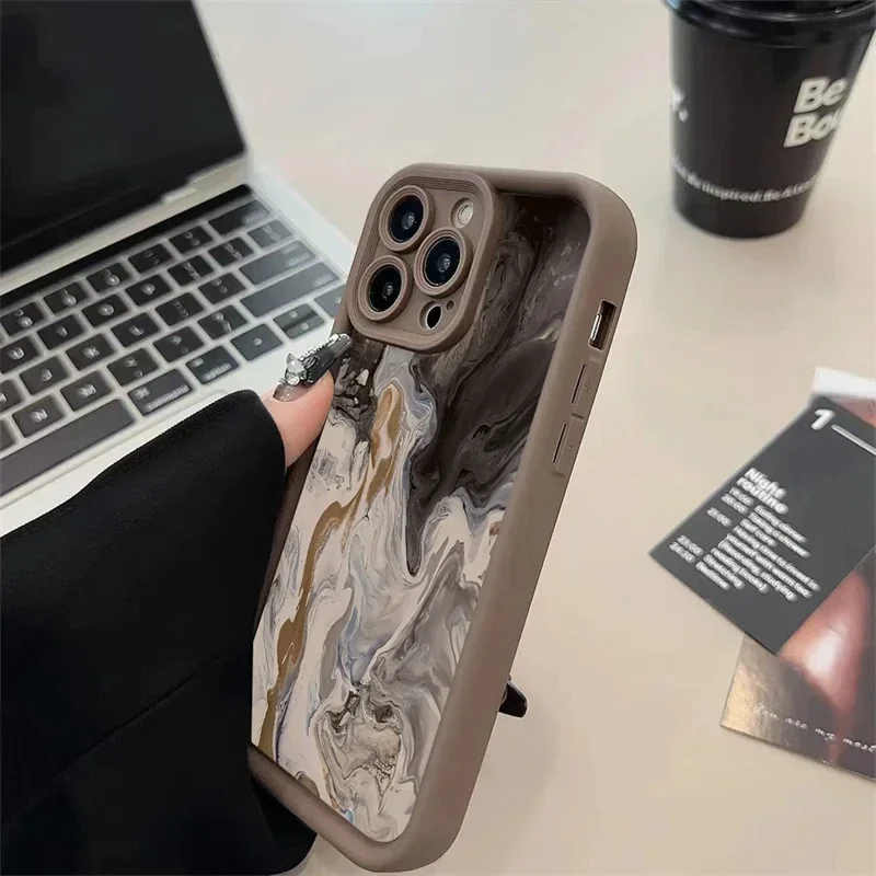 Elegant Black Gradient Watercolor Shockproof Silicone Phone Case