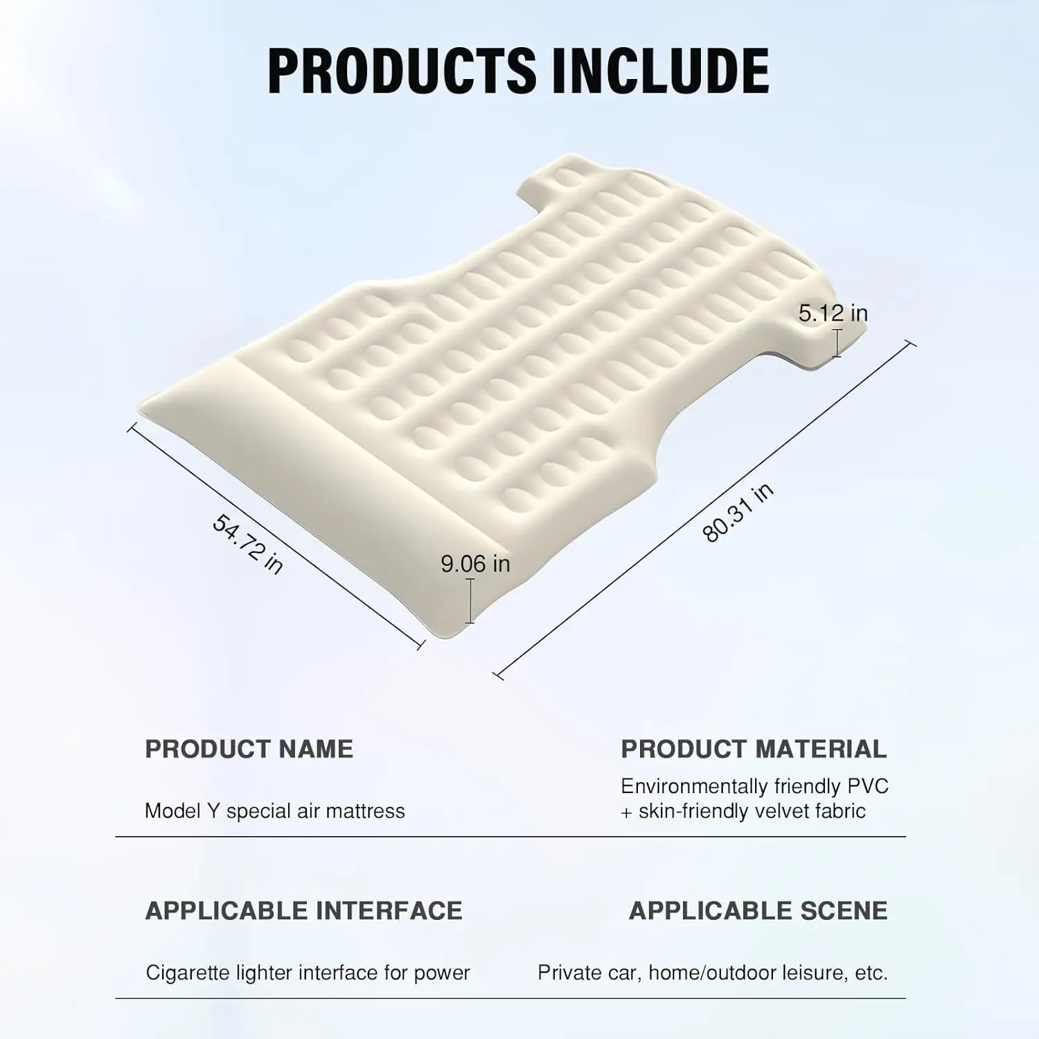 Trunk Camping air Mattress for Tesla Model Y-Camping Bed with Air Pump Travel Outdoor Portable Sleeping Pad Mattress