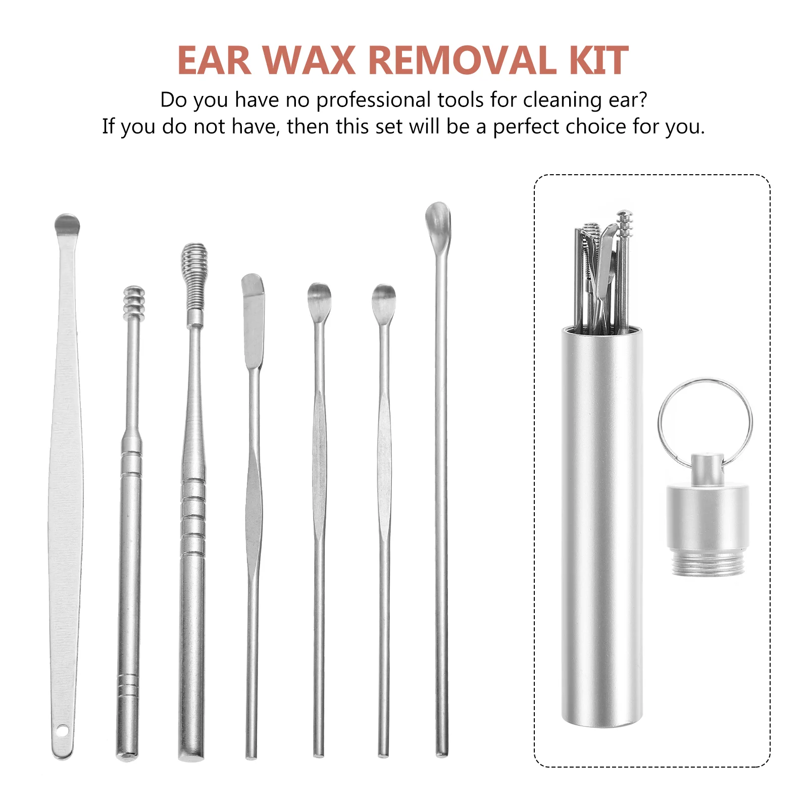 7 Pcs Ear Pick Suit Wax Removal Kit Stainless Steel Spoons Portable Pickers Cleaning Supplies Polished Tools 4