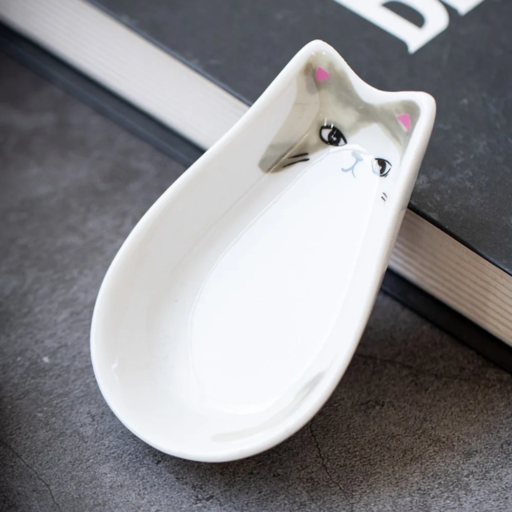 Description Picture 4 of item1Pc Ceramic Tiny Plate Kitten Shaped Seasoning Plate Creative Dessert Decoration Dishes Kitchen Tableware Accessories