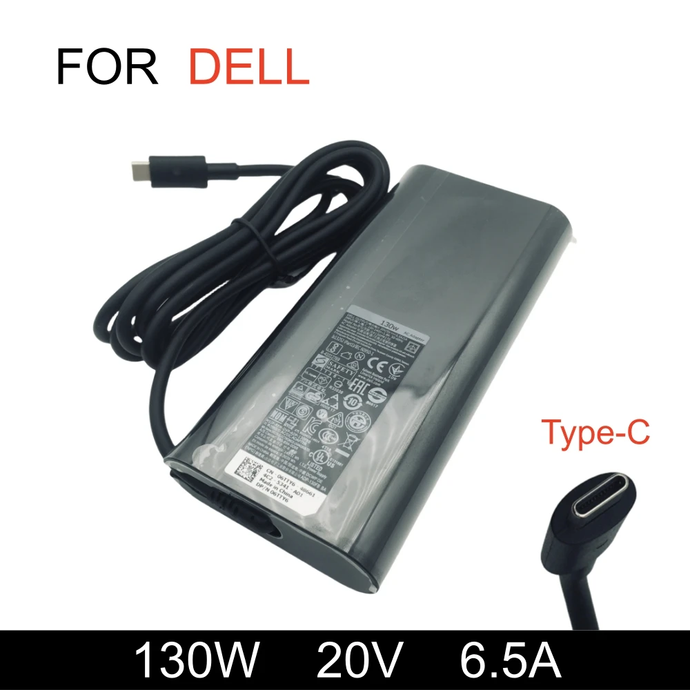  130W 20V 6.5A 타입-C 노트북 어댑터 충전기 델 XPS 15 9500 17 9700 라티튜드 5401 5411 5501 DA130PM170용