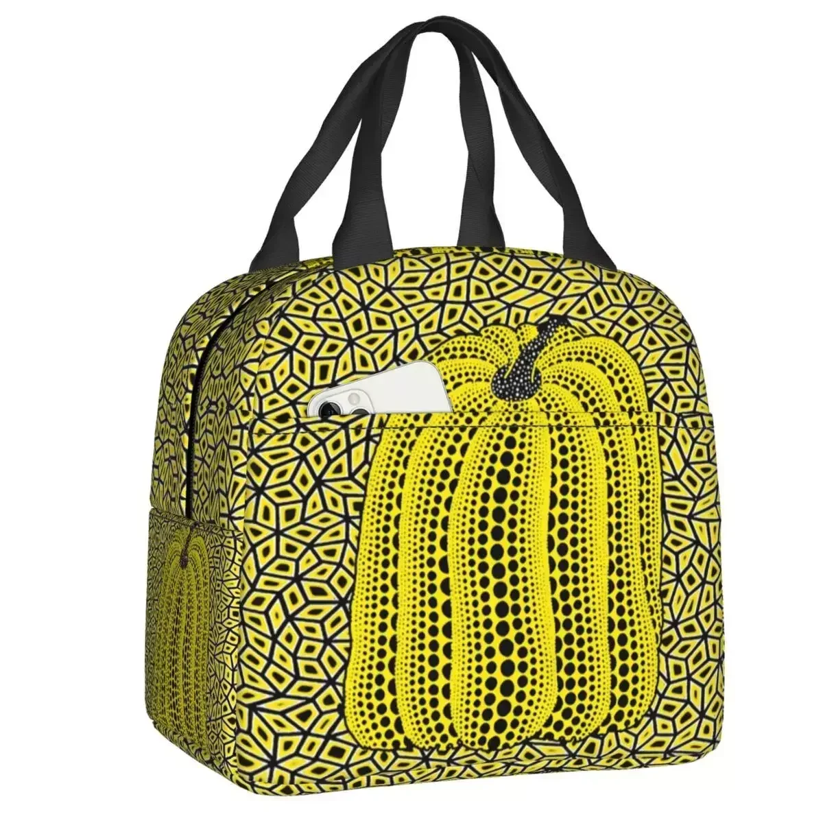 

Polka Dot Yayoi Kusama Abstract Art Pumpkin Polka Portable Lunch Box for Women Leakproof Thermal Cooler Food Insulated Lunch Bag