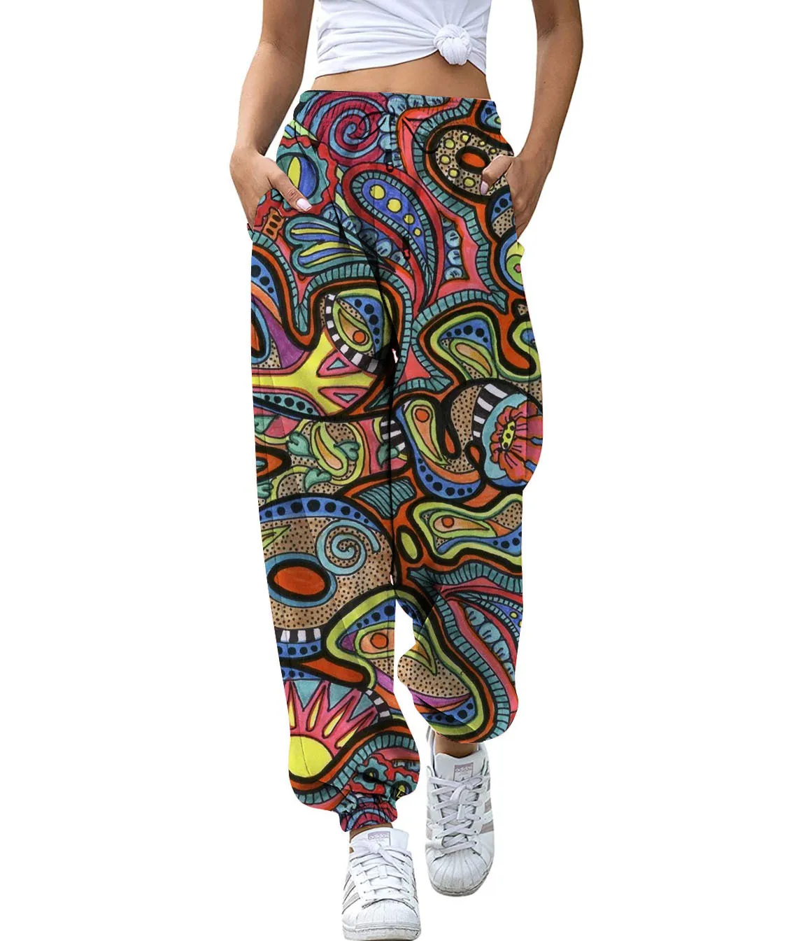 thumbnail image 1 of Pantalones y pantalones de pierna de moda regular de estilo punk de moda Patrón de tendencia de impresión 3D, 1 of 5