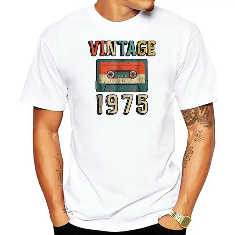 

43Rd Birthday Gift Vintage 1975 43 Years Old Mixtape T Shir Design T Shirt Men High Quality