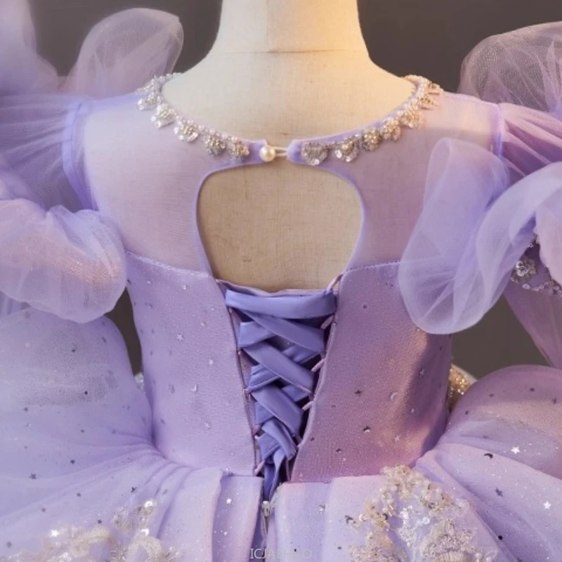 Wed Dress 2024 Flower Girl Wedding Dresses Costume Children Girls Birthday Party Princess Gown Vestido Kids Host Piano Outfit - 5