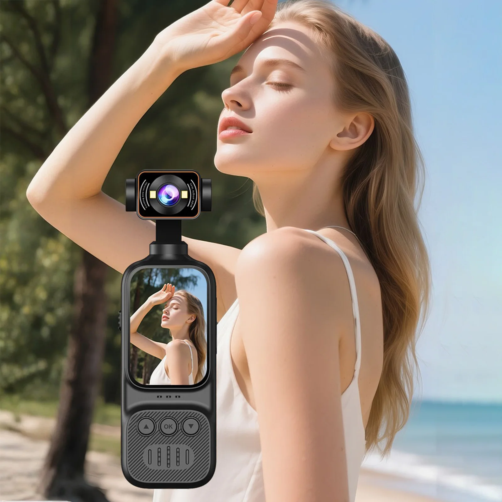 WiFi 휴대용 비디오 카메라 2인치 HD 디스플레이 회전식 렌즈가 장착된 포켓 액션 카메라 스포츠 야외 라이딩 여행용 Type-C