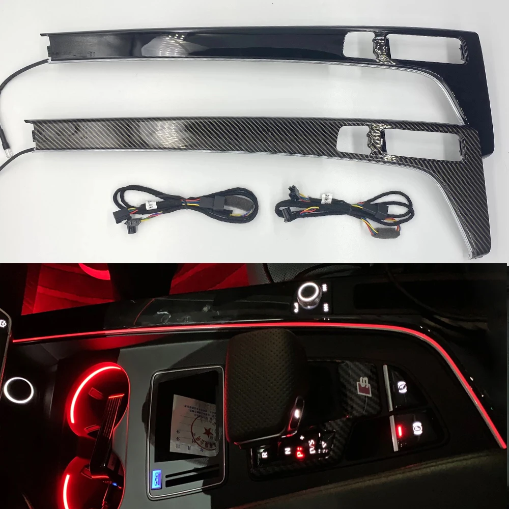 

Auto Carbon Fiber Black Interior Ambient Light For Audi A4 S4 A5 S5 B9 2017-2021 Center Console Saddle LED Strip Decorative