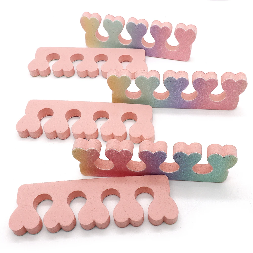 10/50/100pcs Soft Pink Sparkling Heart-Shaped Foam Toe Separators Comfortable Sponge Finger Dividers For Nail Pedicures Manicure