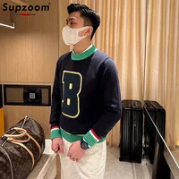 Supzoom New Arrival Top Fashion O-neck Pullovers Appliques Brand Clothing Embroidered Net Red Warm Casual Knitted Men Sweater 1