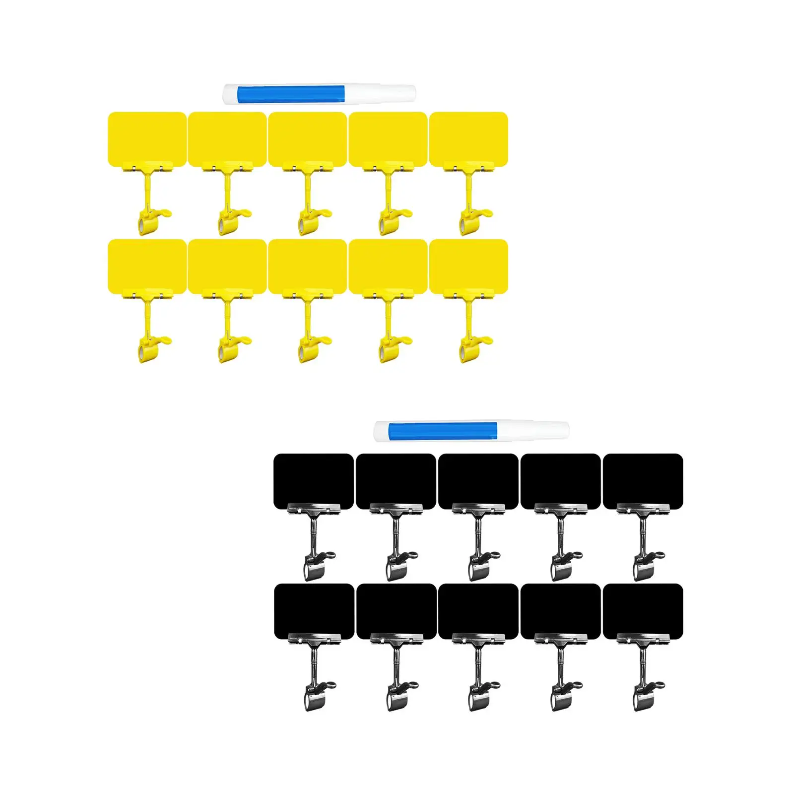 

10Pcs Merchandise Display Sign Clip Holder A6 Size with Clamp Adjustable Waterproof PP Material , Easy to Erase with A Sponge