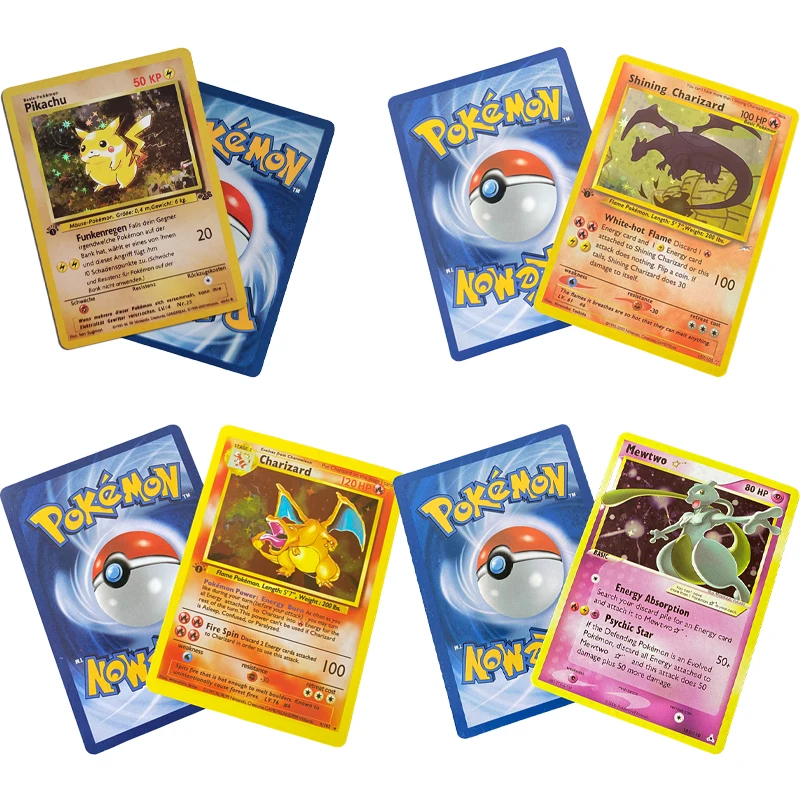 Pokemon Cartoon Anime Flash Cards 1996 Anni Carta Inglese Rayquaza Pikachu Charizard Blastoise Venus Collection Poison Giocattoli Per Bambini