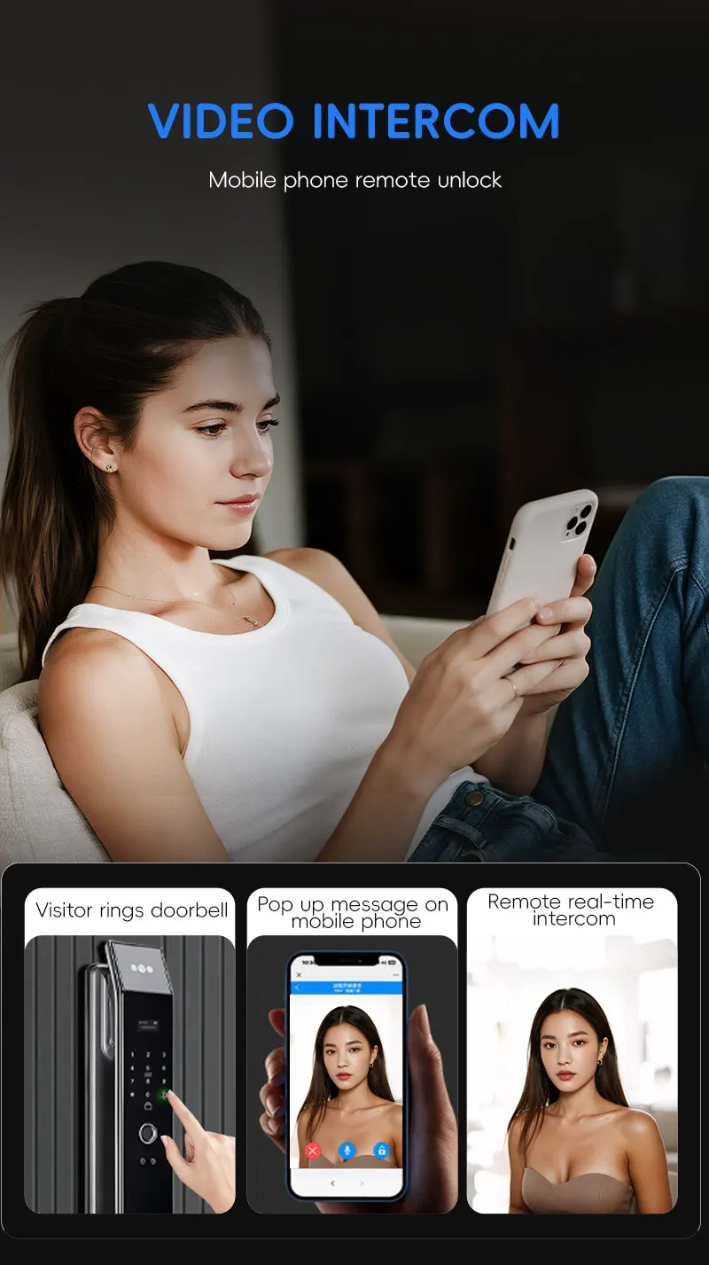 SANKESONG Tuya Smart 3D Face Door Lock Security Camera Monitor Intelligent Fingerprint Password Biometric Dual Battery