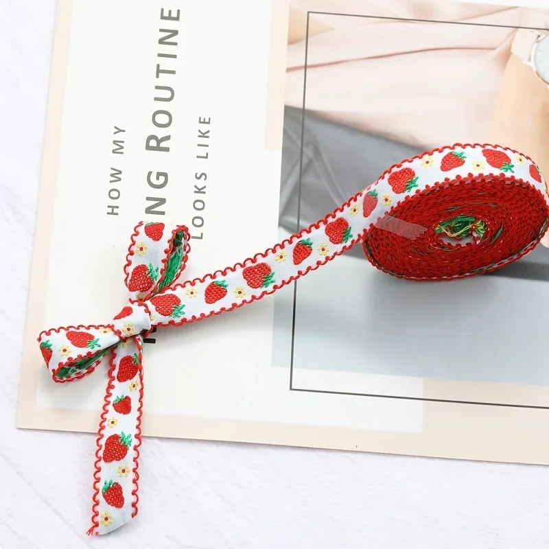 1pc 1m Jacquard Embroidery Webber Ribbon, DIY Handmade Bow Hair Accessories, Headgear Material, Gift Wrap Fabric