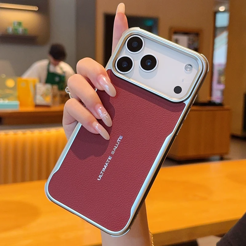 Magnetic Luxury PU Leather Shockproof Case with Metal Frame Protection