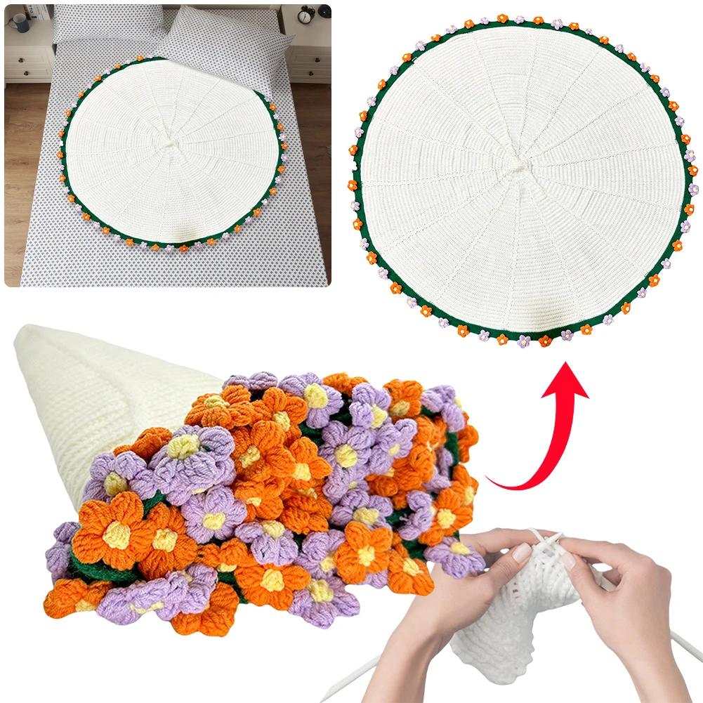 Rose Bouquet Blankets Breathable Handmade Crocheted Blanket Flower Bouquet Blankets for Sofa Throw Nursery Blanket Mattress