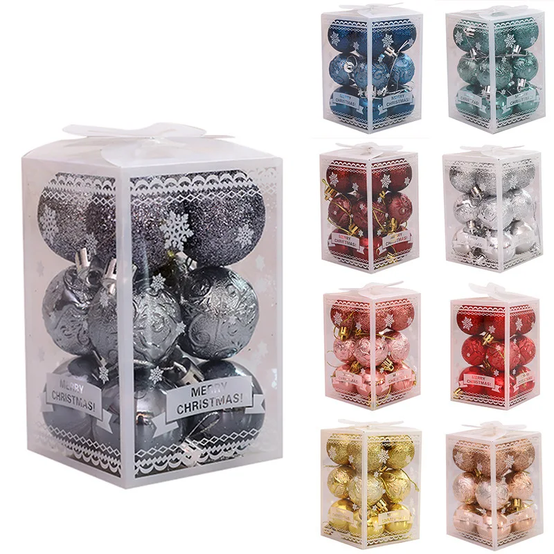 

12Pcs/box 4cm Christmas Ball Ornaments Xmas Tree Hanging Pendant Christmas Decorations for Home 2024 Natal Decor Party Supplies