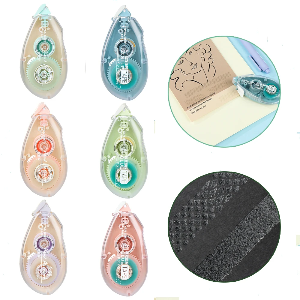 Morandi Color Double-sided Adhesive Dispensing Dot Stick Roller Glue Tape Dispenser DIY Scrapbook Decor School Office Stationery