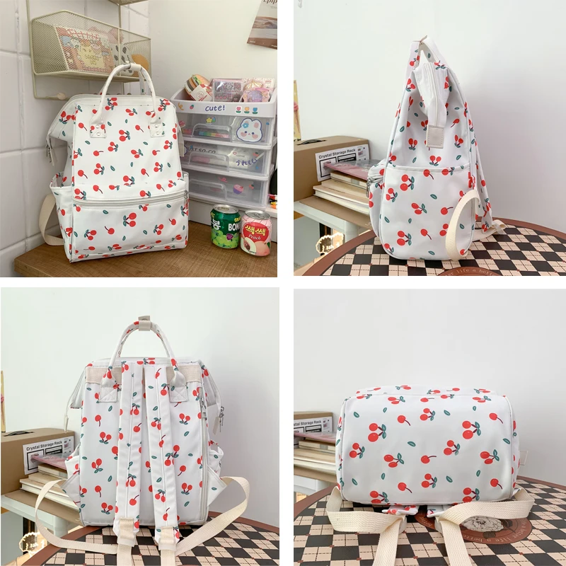 Cherry Printing Woman Backpack 2023 New Cute Schoolbag Student Book School Bag For Teenage Girls Boys High Quality Rucksack 5