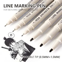 6 Pcs/Set Double Tip Line Marking Pen Drawing Manga Outlining Art Marker Brush for Sketch Painting Stationery Supplies 1