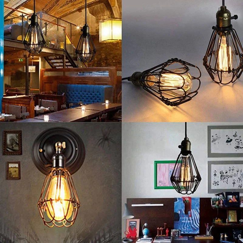 Cucchiaio da caffè da Dessert con cucchiaino da tè di fiori carini da 4 pezzi con gabbia per lampada di protezione della lampadina in ferro da 3