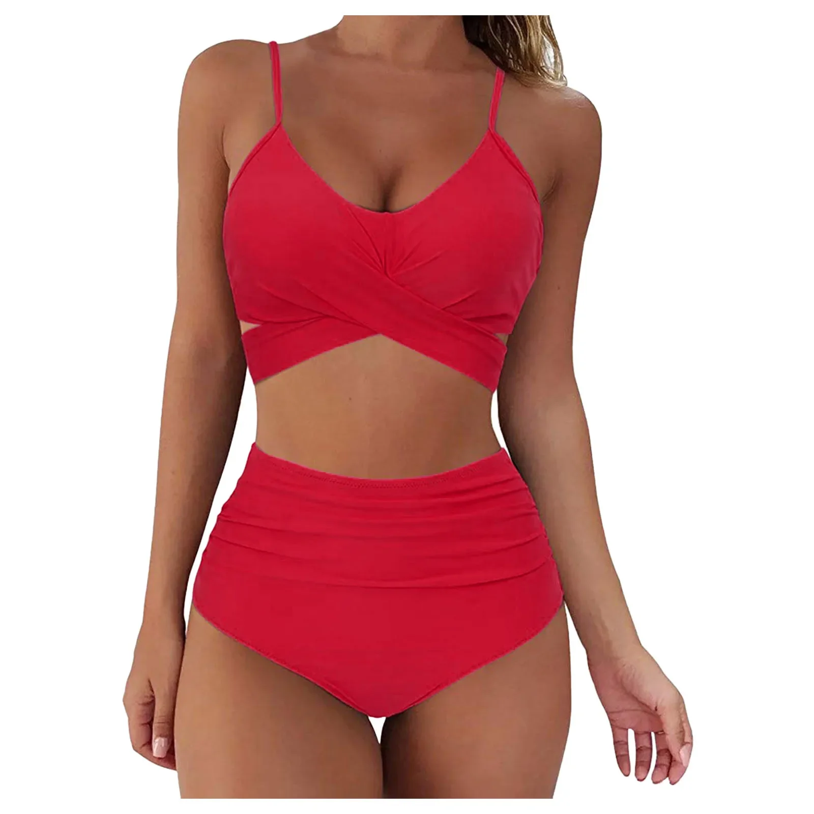 

Women Sexy Solid Push Up High Cut Halter Bikini Set Two Piece Swimsuit