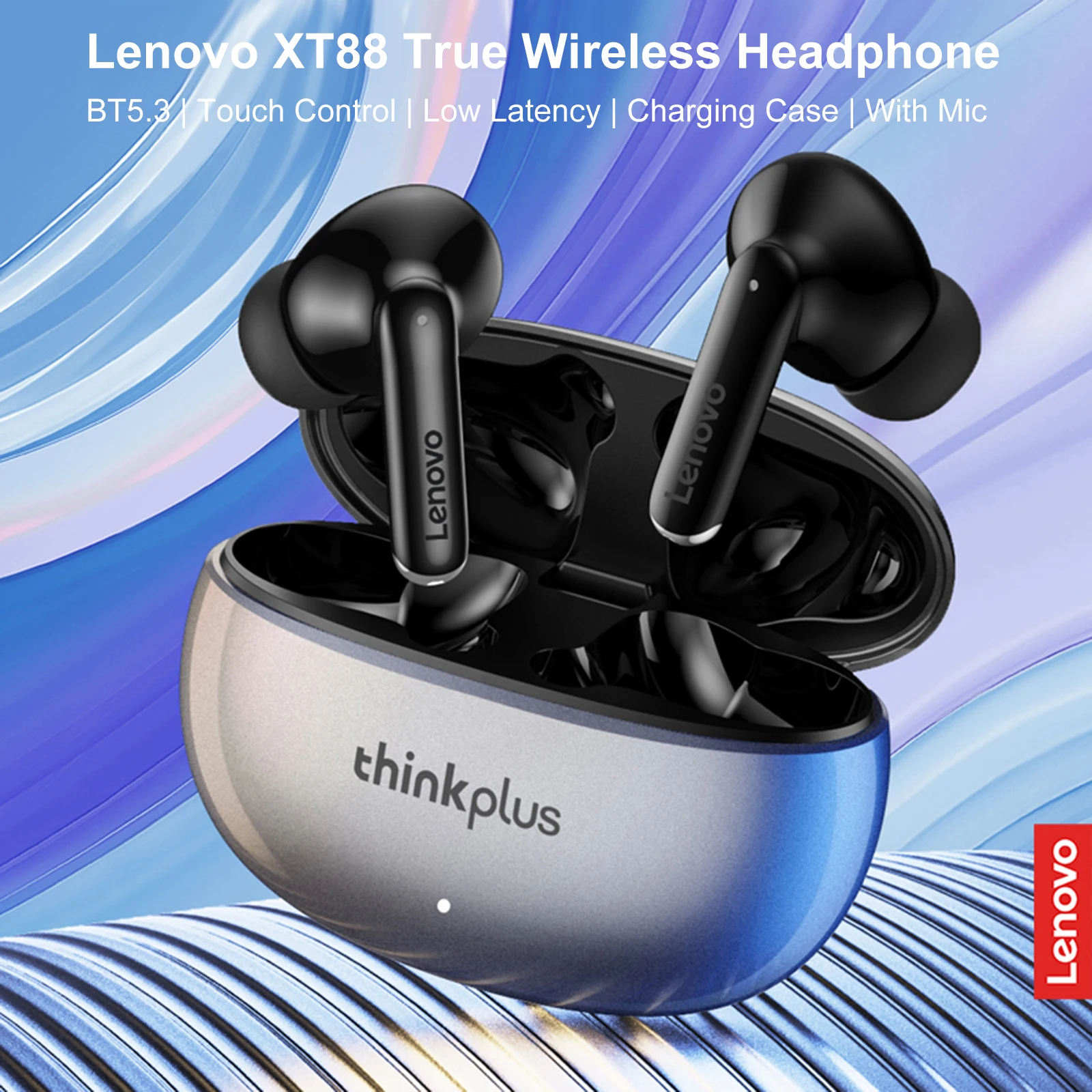 Lenovo-auriculares inalámbricos XT88 TWS, cascos con Bluetooth 5,3, estéreo  Dual, reducción de ruido, bajos, Larga modo de reposo, Control táctil _ -  AliExpress Mobile