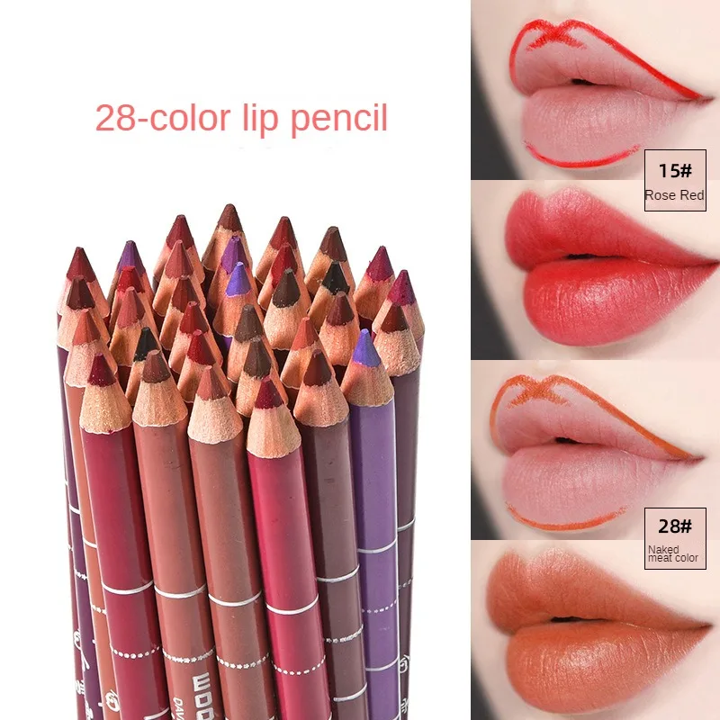 1PC Professional Wood Lip Liner Waterproof Lady Charming Lip Liner Soft Pencil Makeup Women's Long Lasting Cosmetic Tool 28Color 2