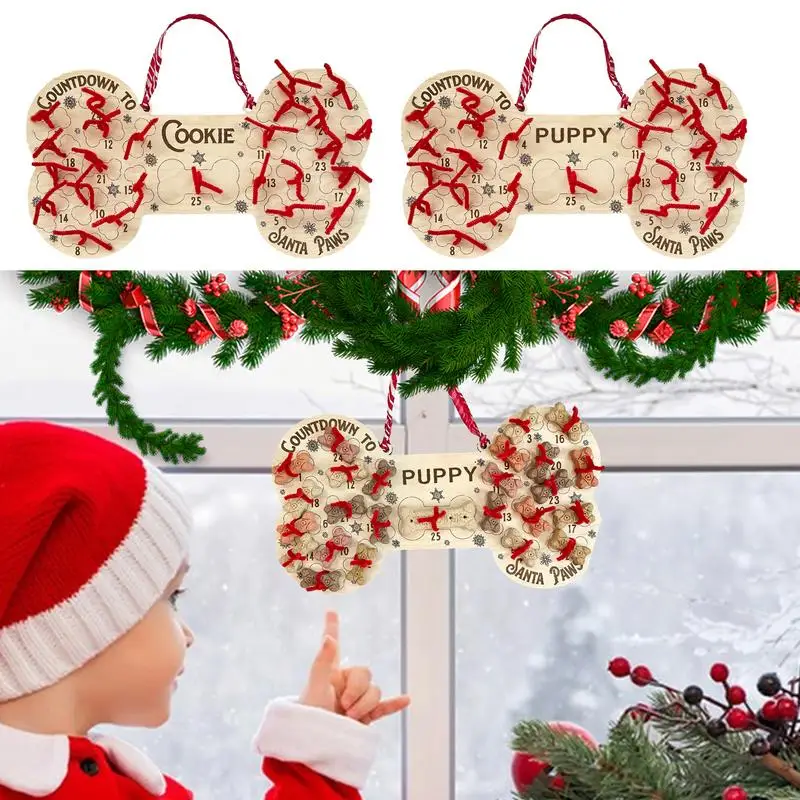 

Dog Advent Calendar Dog Bone Sign Countdown Calendar Multifunctional Wall Hanging Wooden Ornament For Home DecorationAccessories