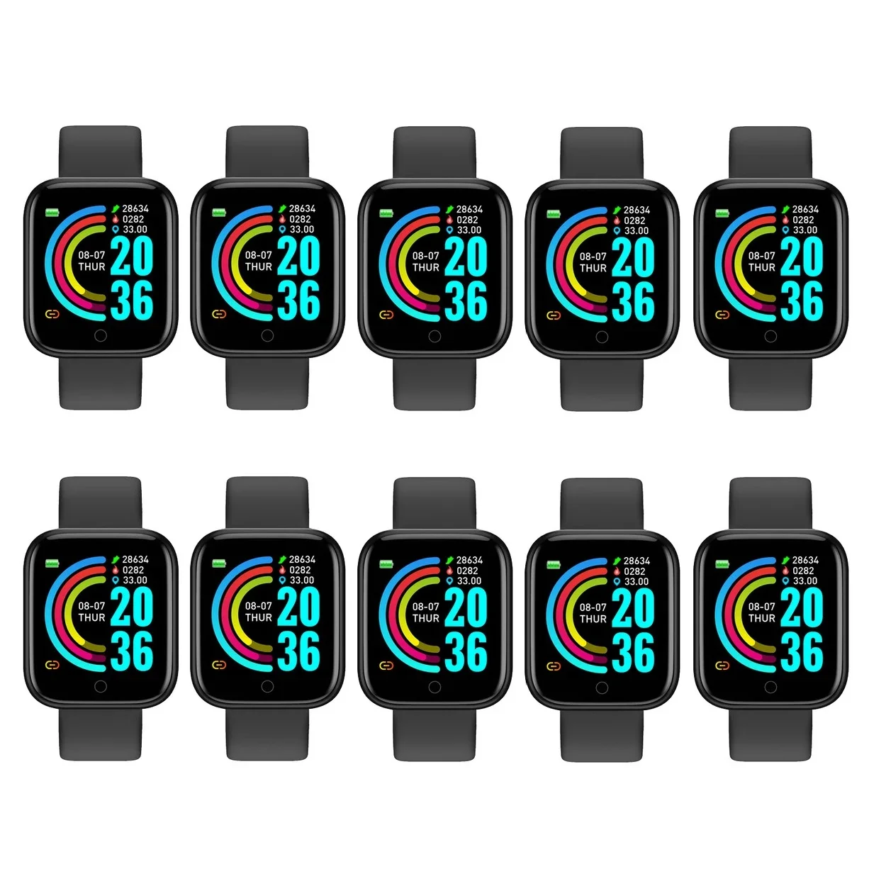 

10pcs D20 Color Screen Men Women Smart Watch Fitness Tracker Y68 Heart Rate Monitor Sport Bracelet Bluetooth Wrist Smartwatch