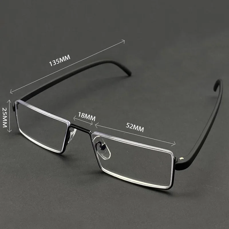Lunettes de Lecture Anti-Lumière Bleue en Métal, Demi-Monture, pour Homme