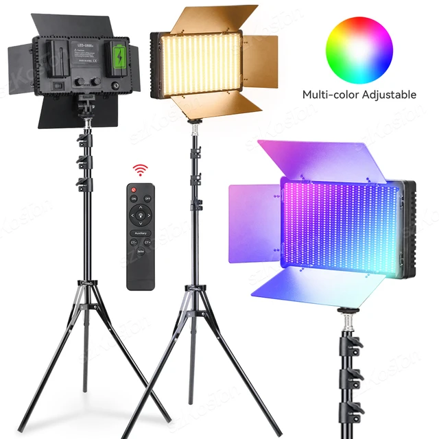 라이브 스트리밍 유튜브 틱톡 촬영용 RGB LED 패널 램프, 사진 스튜디오 램프 키트, 3200-5600K 바이 컬러 카메라 필 조명, U600