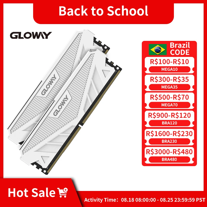Desktop Ram Memory Gloway G1 Series DDR4 2X8GB 3000MHZ 3200mhz DIMM Heatsink