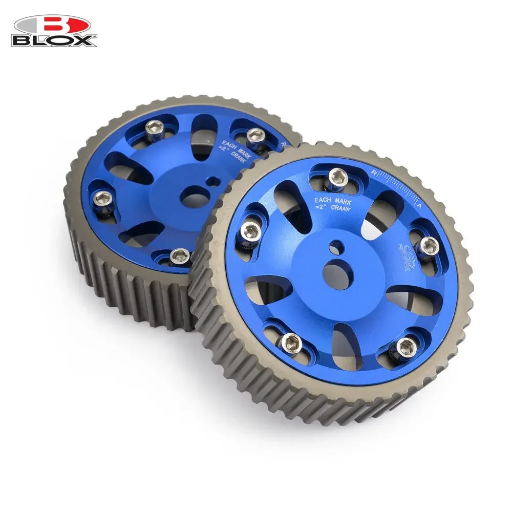 Blox Aluminum Racing Adjustable Vernier Cam Gears Pulleys AF-CG4G93BL For Mitsubishi Mirage 93-02 4G93 Dohc Engine