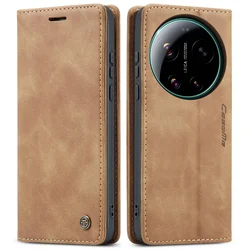 Premium PU Leather Flip Wallet Case with Magnetic Folio, Card Holder, Kickstand & Shockproof Protection for Xiaomi 17 Ultra (Light Brown)