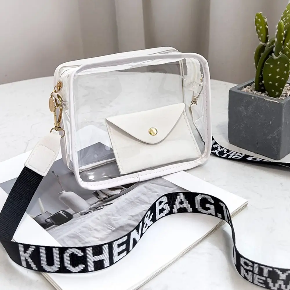 Fashion PVC Crossbody Bags Large Capacity Shoulder Bag with Small Phone Bags Casual Women Transparent Jelly Bag Small Square Bag