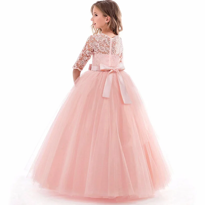Long Formal Bridesmaid Teens Girls Dress Lace Children Costume Princess Party Flower Kids Clothes Wedding Evening 10 12 Vestidos girls dress princess costume kids clothes women evening dress