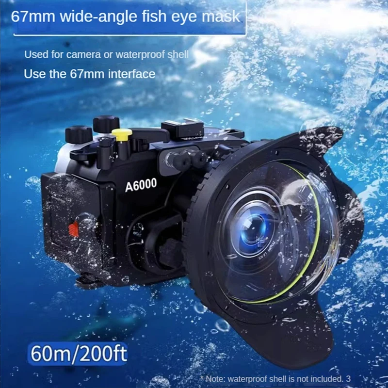 67Mm Portable Waterproof Wide Angle Dome Port Lens Housing Case Underwater Diving Parts for SLR Camera