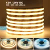 12V 24V COB LED Strip Light 320 480 528 LEDs Flex Tape High Density Linear Lighting Warm Natural White 8mm PCB 0.5m 1m 2m 5m 10m 1