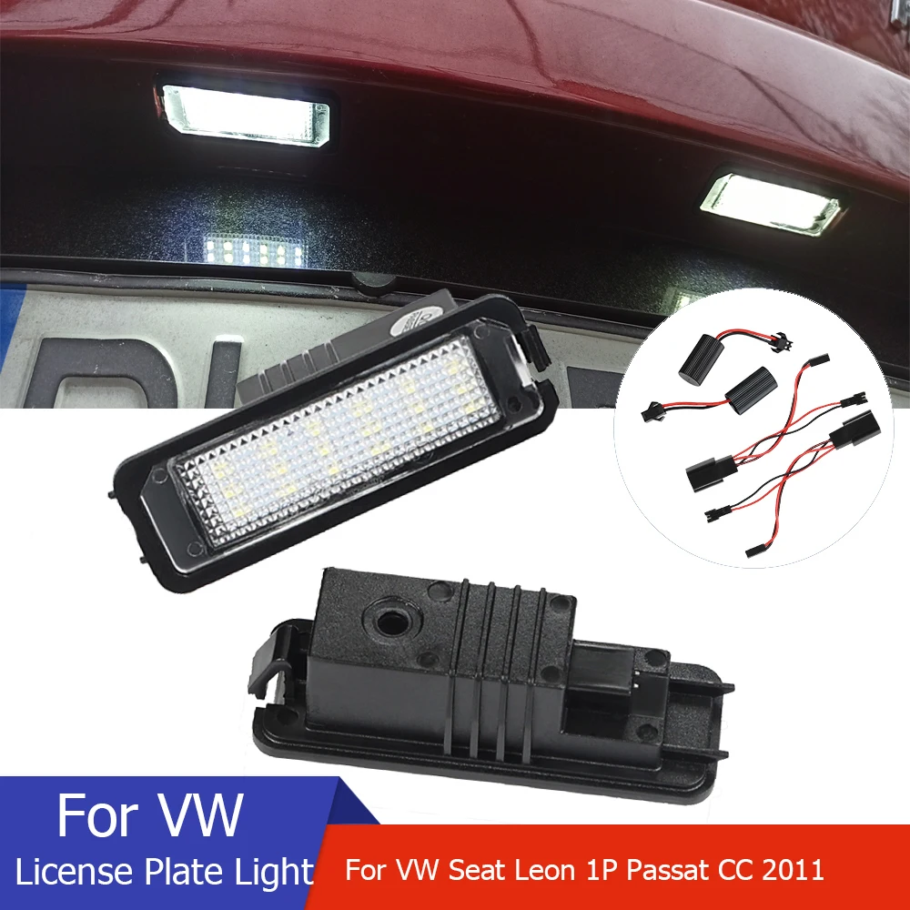 2pcs License Plate LED Light 12V 3W LED Number License Plate Lamp Canbus No Error For VW Golf 5 6 7 Passat CC 2009 Phaeton 2002