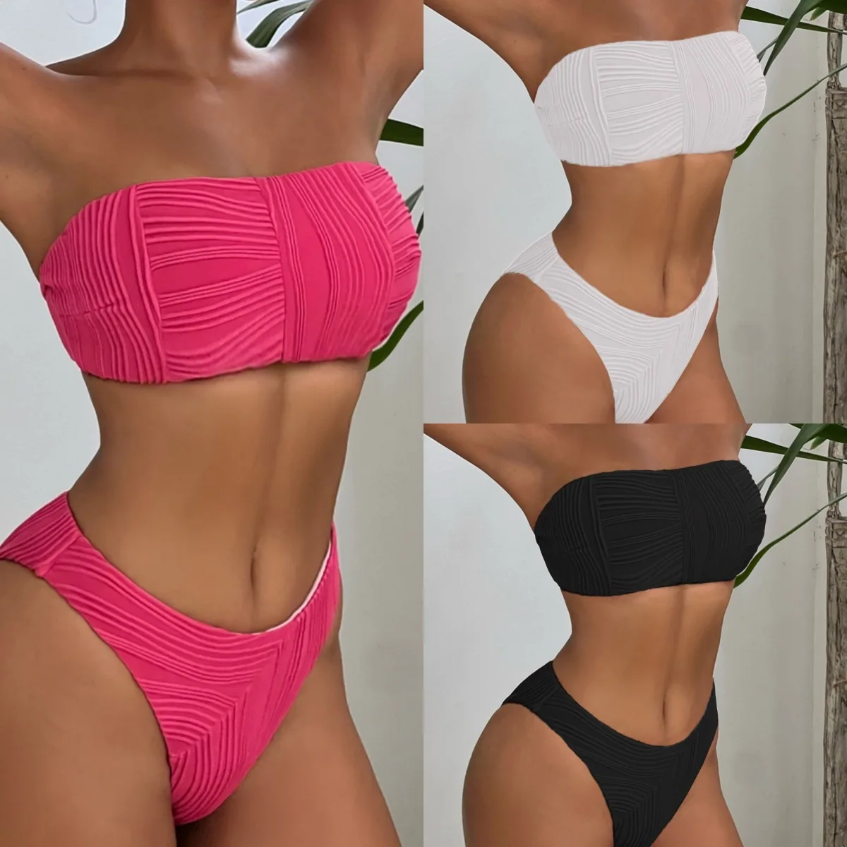 

Sexy Women's Bikini Brazilian Swimwear Push Up Bra Bikini Set Two Piece Swimwear Swimwear Low Waist Shawl Fabric Bathing