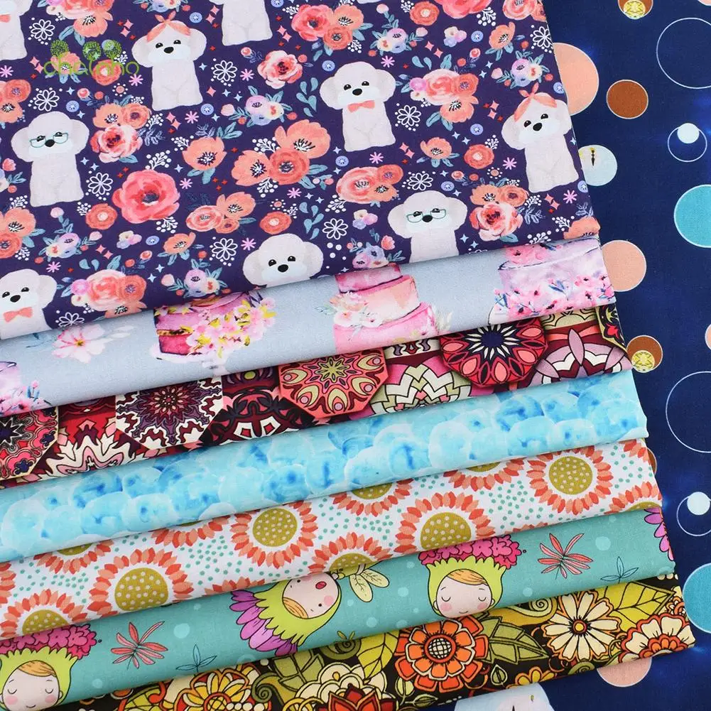 Chainho,Printed Plain Weave Cotton Fabric,DIY Quilting Sewing Material,Patchwork Cloth,Bronzing Series,20x25cm/Piece,15CD35