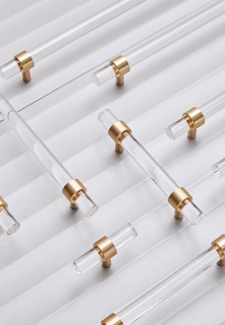 minimalist clear cabinet handles acrylic brass detail