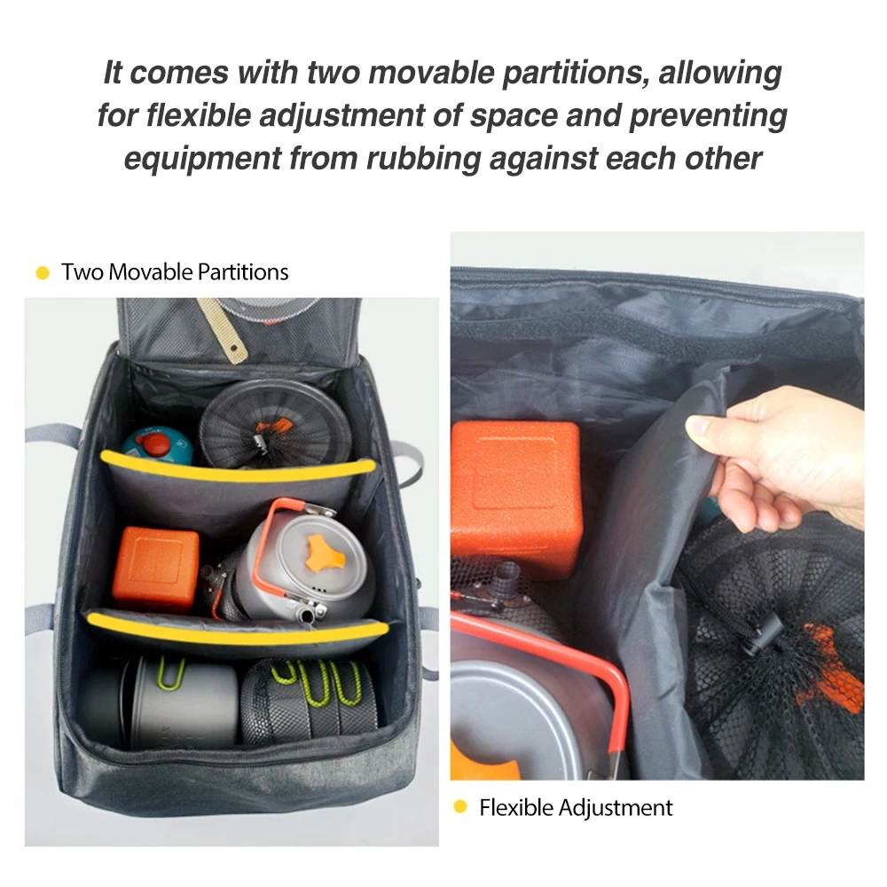 Camping Cookware Bag Portable Large Capacity Outdoor Stove Tableware Storage Bag Picnic BBQ Family Activity Kit 5