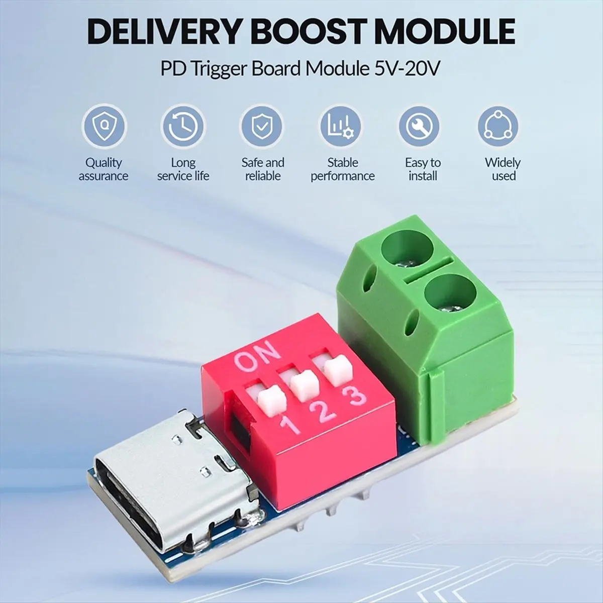 (ABGQ) 5Pcs PD 고속 충전 테스트 보드 5-20V 조정 가능한 PD 트리거 모듈 USB Type-C 100W 전원 공급 장치 테스터