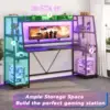 SEDETA Gaming Desk 78.8'' with LED Lights Hutch and Storage Shelves Computer Desk with Monitor Stand Large PC Gamer Desk 5