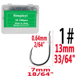 High Carbon Steel Barbed Fishing Hooks Set - 100 Pieces (Size1 100pcs)