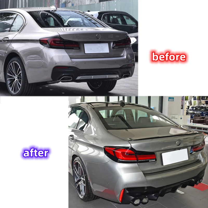 For BMW 5 Series G30 520i 530i 2017-2023 M5 Style Spoiler ABS Plastic Carbon Fiber Look Rear Trunk Wing Car Body Kit Accessories