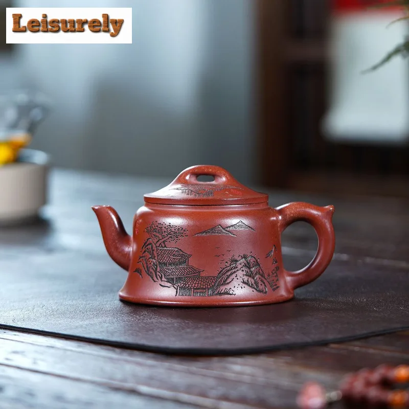 250ml Boutique Yixing Purple Clay Teapots Handmade Admiralty Pot Raw Ore Dragon's Blood Sand Kettle Zisha Tea Set Tableware Gift