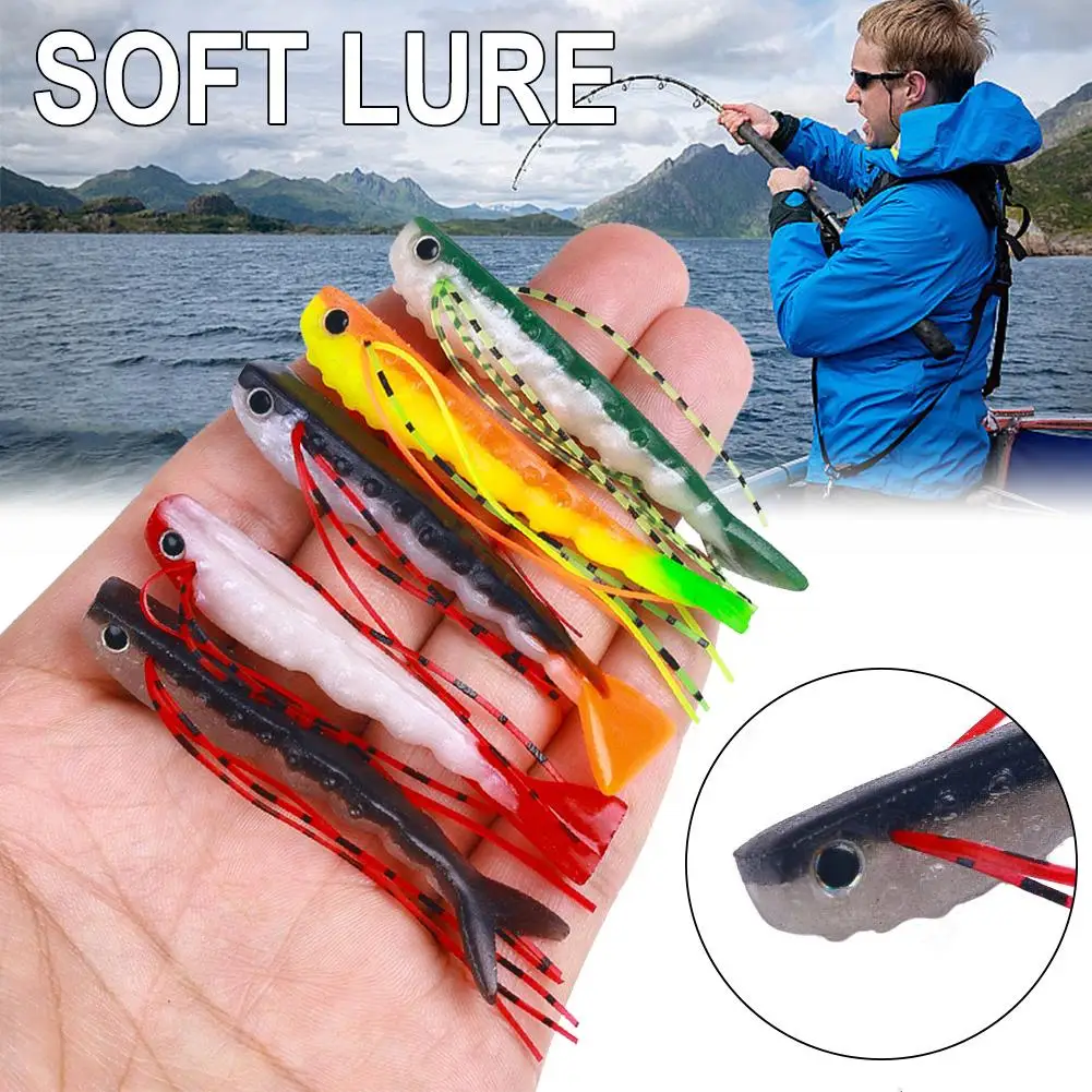 

5pcs/1bag Fishing Soft Lure Worm With bag Silicone Bait Swimbait Streamer Sea Fishing Spoon Lure 10cm Wobbler