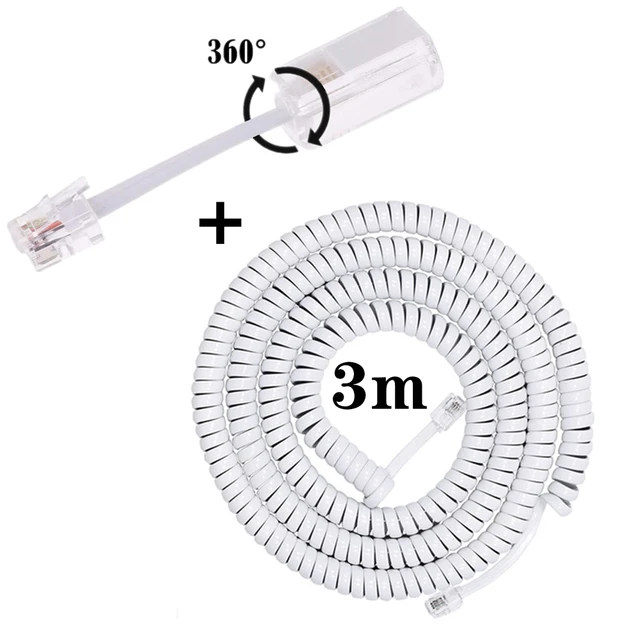 Cavo Telefonico Spirale RJ9 Nero - Lunghezza 3m, Confezione Da 2 - Per Telefoni Fissi - Foto 8